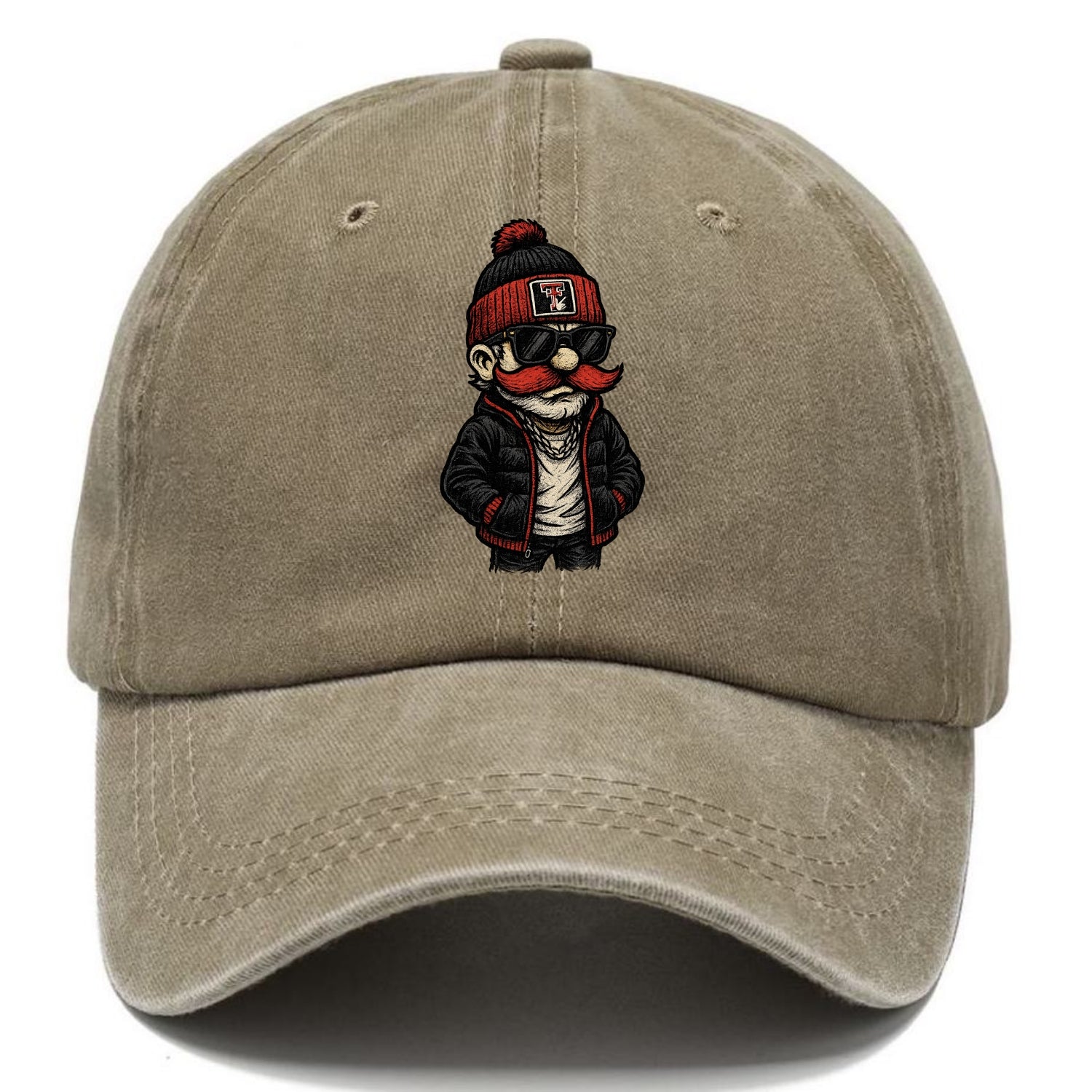 Lubbock Raider wearing Texas Tech beanie with guns up patch - Classic Cap - Warm Sand(Khaki)
