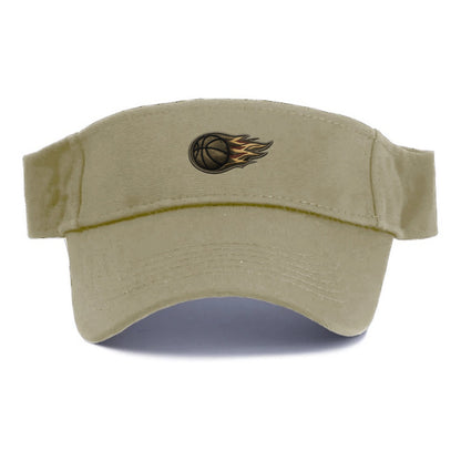 Embroidered patch design - BASKETBALL FLAMING BALL - basketball with flames in orange and - Visor - Warm Sand(Khaki)
