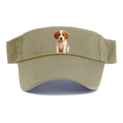 Baby Brittany Puppy - orange and white, compact, bright eyes, feathered, front-facing, bird - Visor - Warm Sand(Khaki)