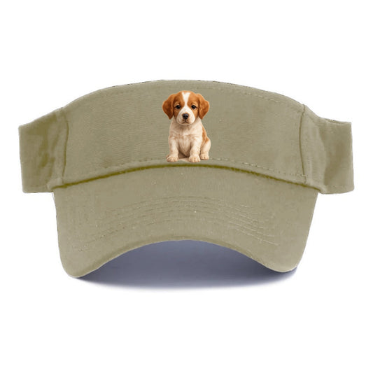 Baby Brittany Puppy - orange and white, compact, bright eyes, feathered, front-facing, bird - Visor - Warm Sand(Khaki)