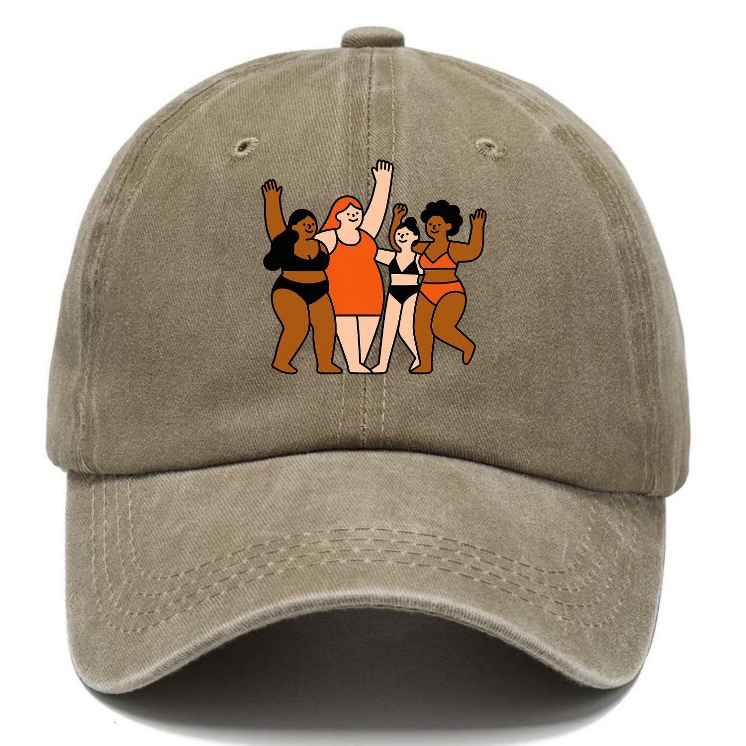 Diverse body types celebrating together - body positivity movement, all bodies are - Classic Cap - Warm Sand(Khaki)