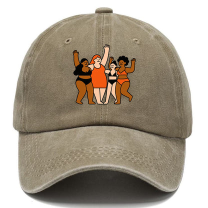 Diverse body types celebrating together - body positivity movement, all bodies are - Classic Cap - Warm Sand(Khaki)