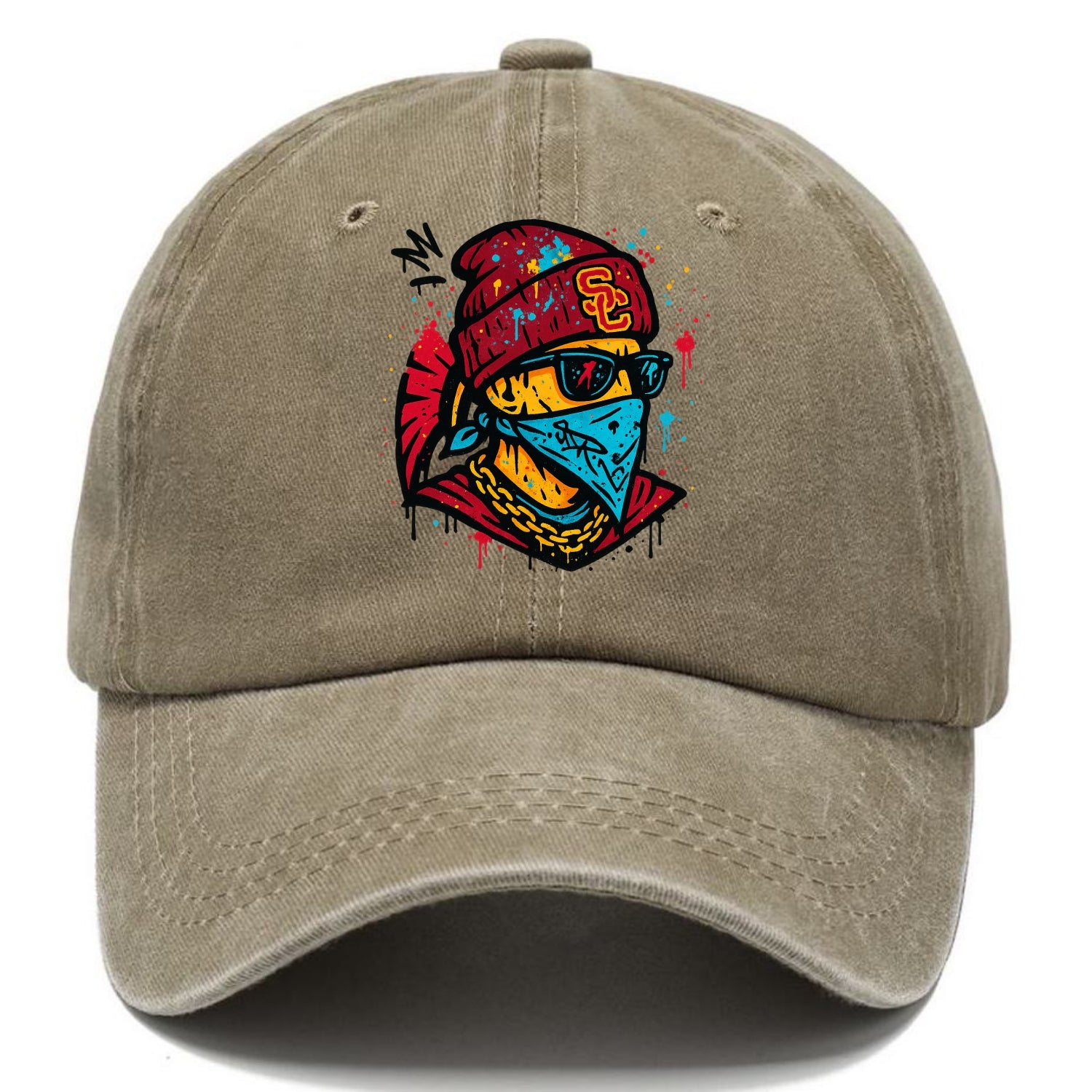 Los Angeles Trojan wearing USC beanie with SC patch - Classic Cap - Warm Sand(Khaki)