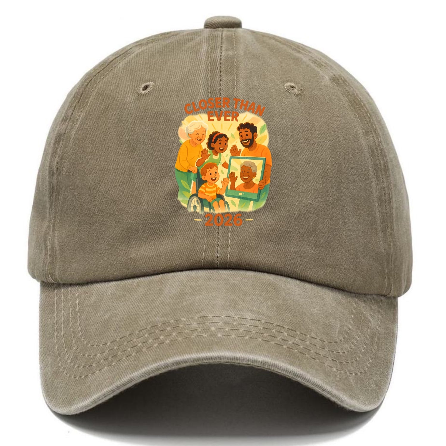 Technology bringing distant families together - "Closer Than Ever" - connection - Classic Cap - Warm Sand(Khaki)