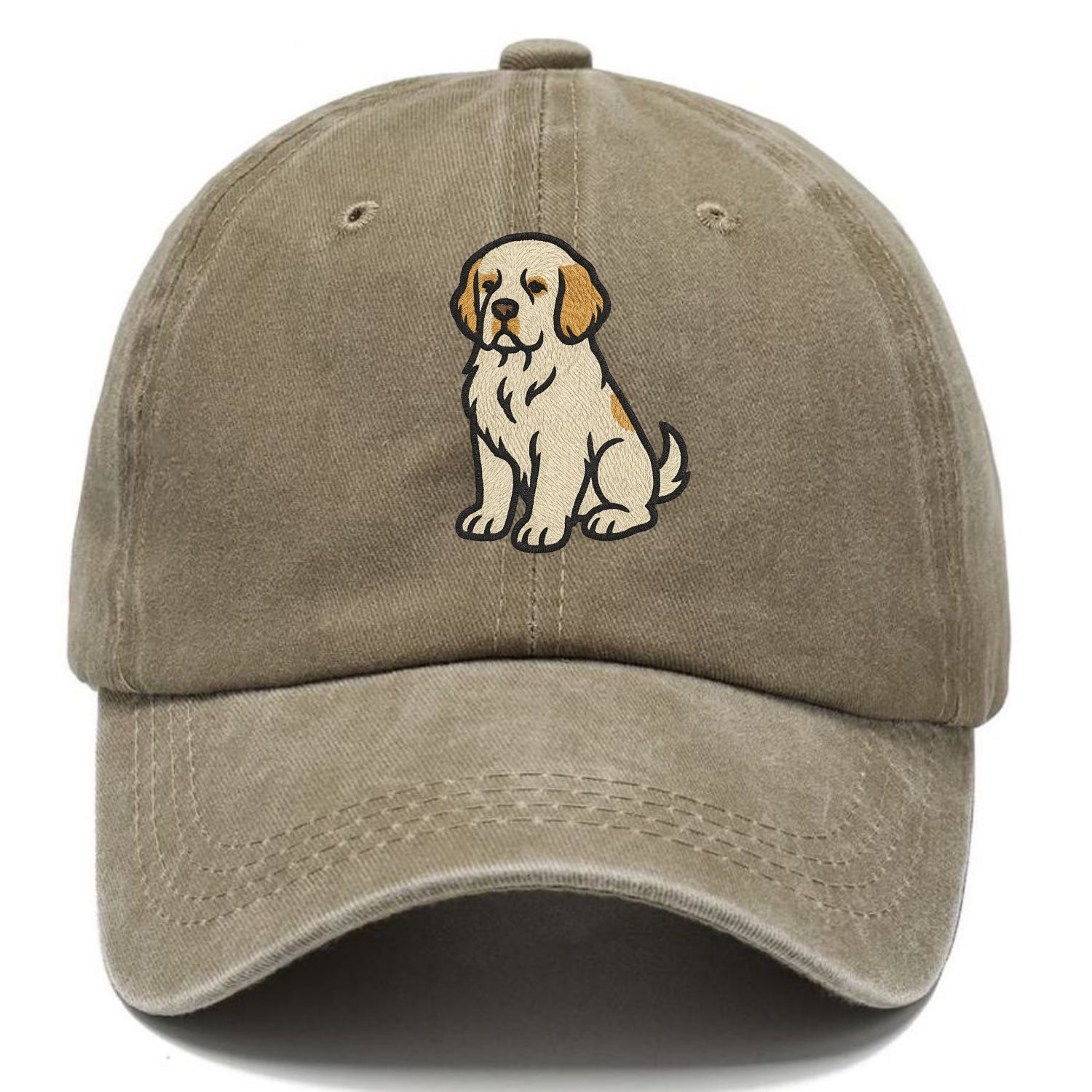 Clumber Spaniel - White with lemon markings embroidered pose - Classic Cap - Warm Sand(Khaki)
