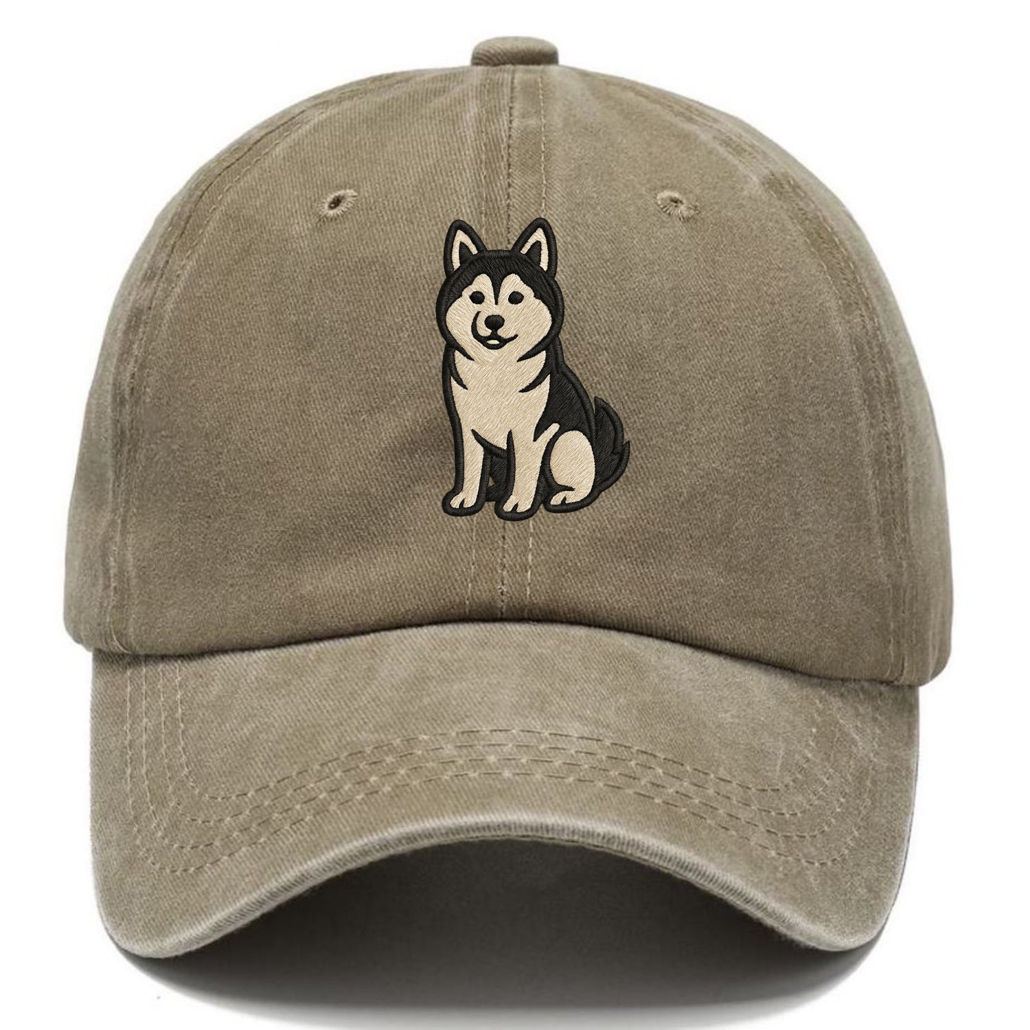 Pomsky - Pomeranian-Husky mix sitting po Classic Cap - Warm Sand(Khaki)