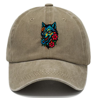 Floral Wolf Garden  - Classic Cap - Warm Sand(Khaki)