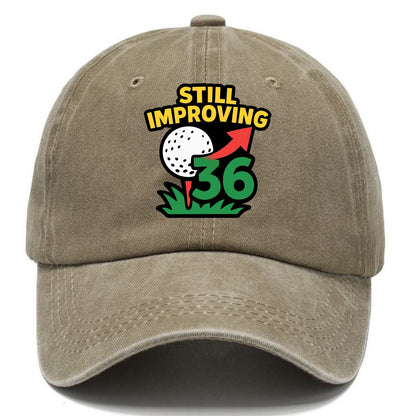 Handicap number getting higher with arrow - "Still Improving" - optimistic handicap - Classic Cap - Warm Sand(Khaki)