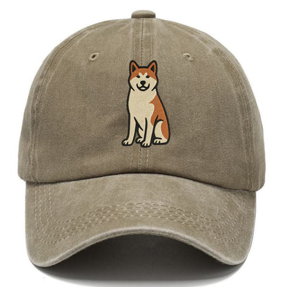 Akita - White and red sitting pose - Classic Cap - Warm Sand(Khaki)