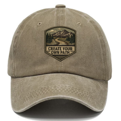 CREATE YOUR OWN PATH - trail with text in brown , independence - Classic Cap - Warm Sand(Khaki)