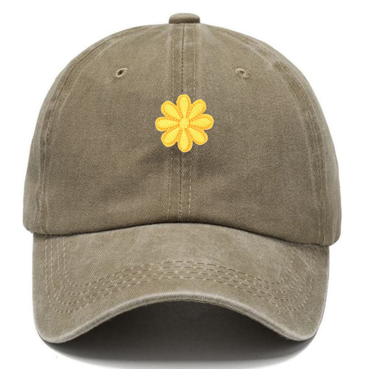 Gorra clásica Pandaize con diseño floral bordado en amarillo. Gorra de béisbol ajustable para hombre y mujer. Protección solar. Estilo casual y deportivo.