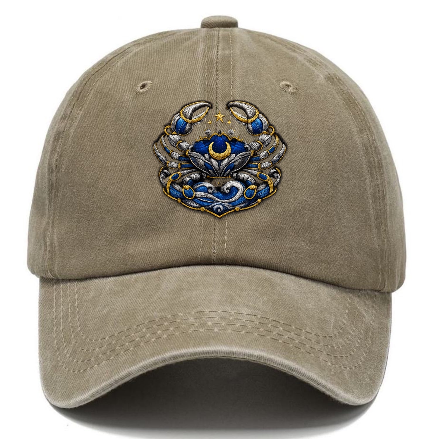 CANCER CRAB - protective crab in silver and blue , water sign - Classic Cap - Warm Sand(Khaki)