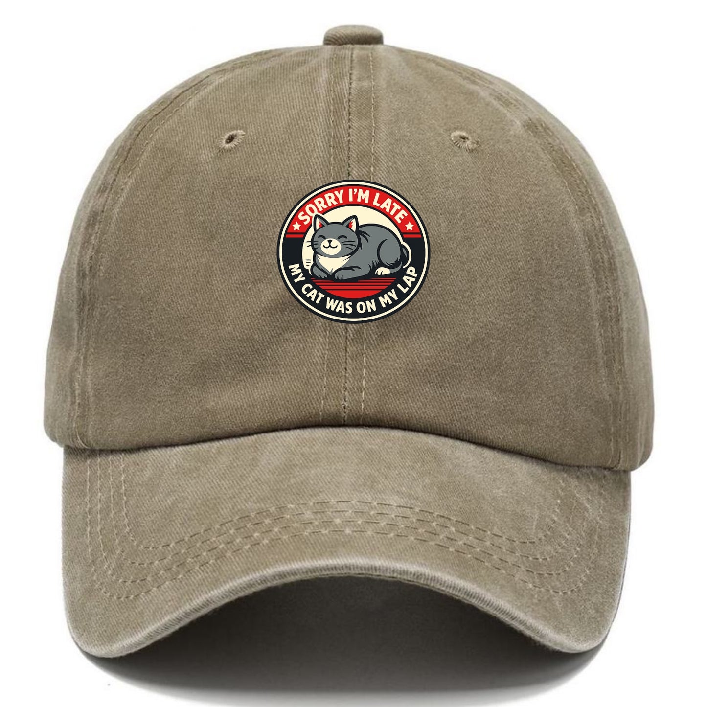 Charming Cat Loaf Excuse Emblem - Classic Cap - Warm Sand(Khaki)
