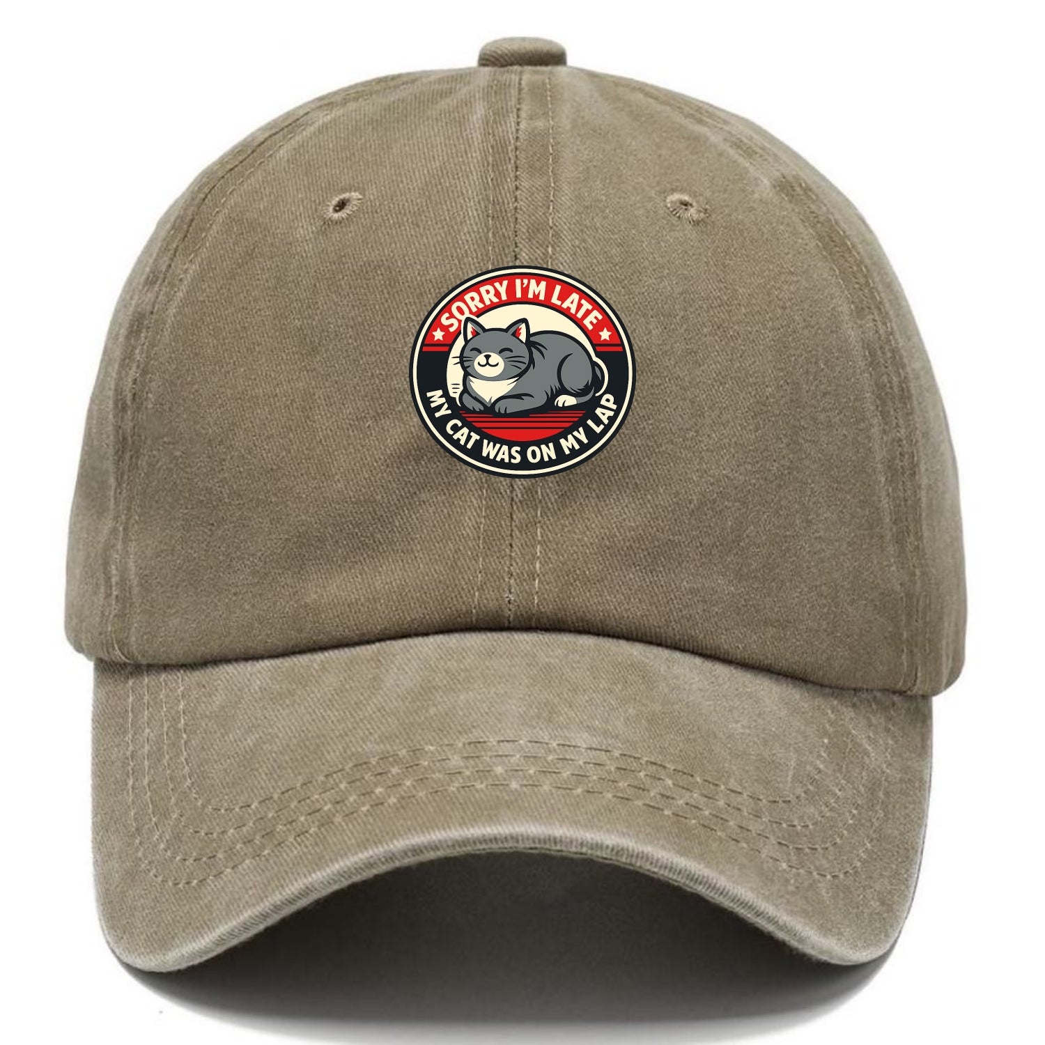 Charming Cat Loaf Excuse Emblem - Classic Cap - Warm Sand(Khaki)