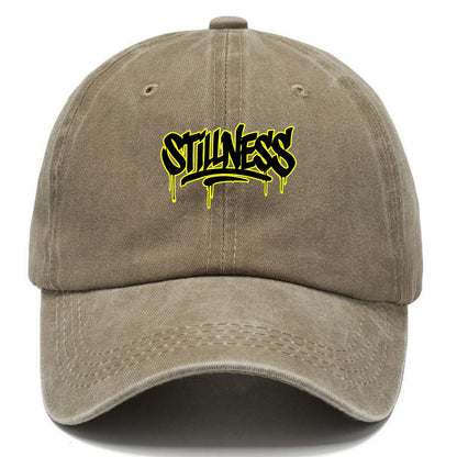 Bold typography design - "STILLNESS" - quiet power, peaceful presence - Classic Cap - Warm Sand(Khaki)