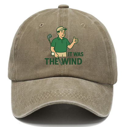 Golfer blaming the wind with hair perfectly still - "It Was the Wind" - classic excuse - Classic Cap - Warm Sand(Khaki)