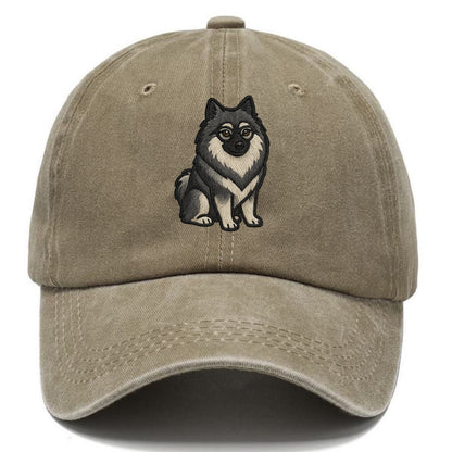 Keeshond - Gray and black spectacles embroidered design - Classic Cap - Warm Sand(Khaki)