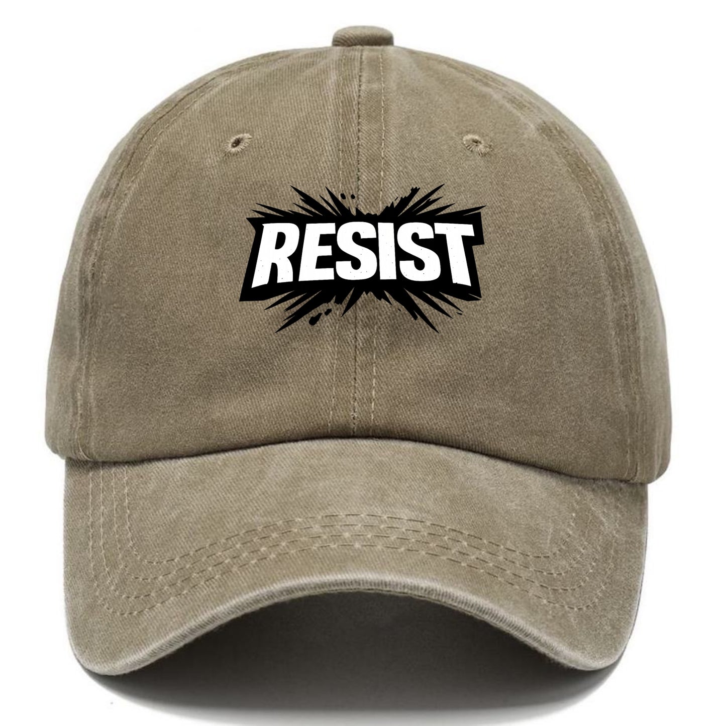 Bold typography design - "RESIST" - fighting back, standing against - Classic Cap - Warm Sand(Khaki)