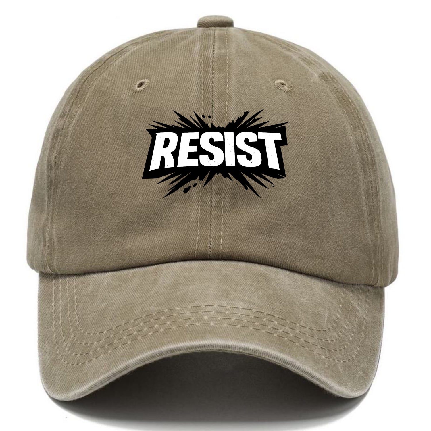 Bold typography design - "RESIST" - fighting back, standing against - Classic Cap - Warm Sand(Khaki)