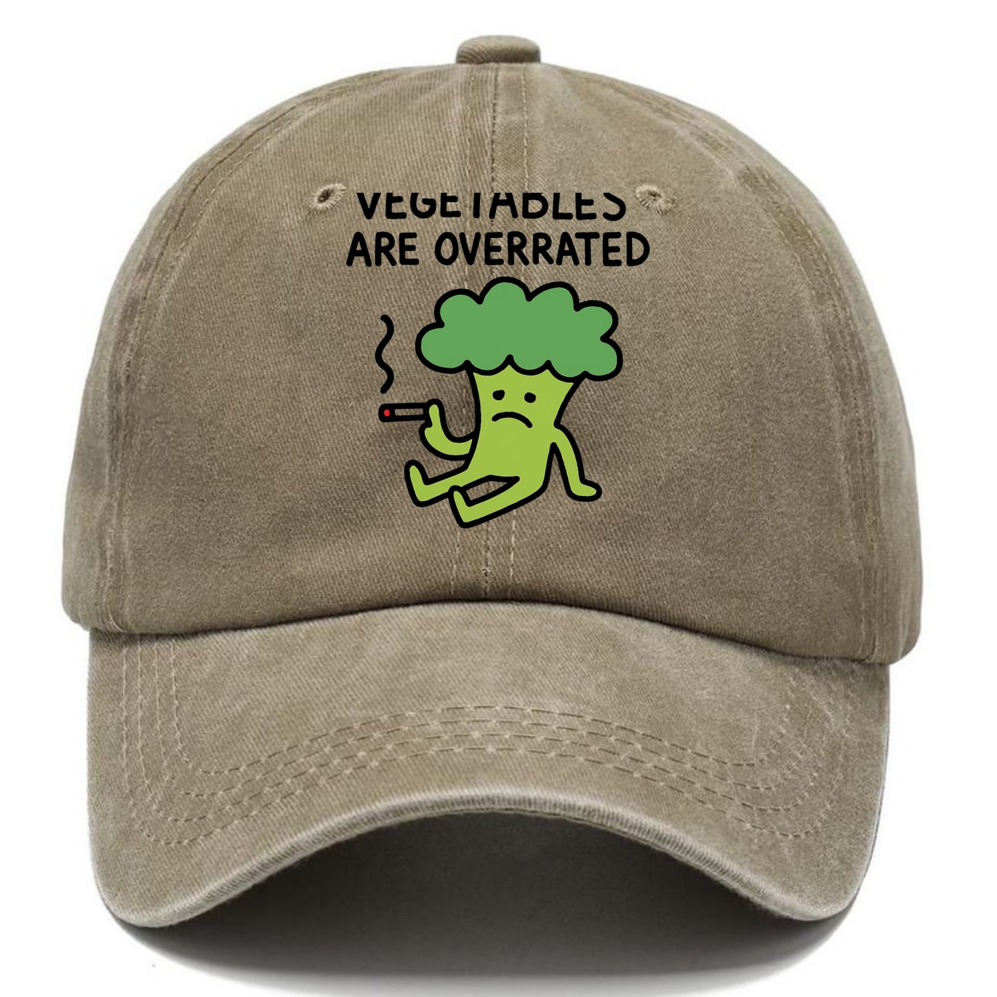 VEGETABLES ARE OVERRATED | Rebellious broccoli smoking - Classic Cap - Warm Sand(Khaki)