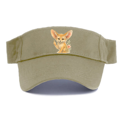 tiny fennec fox with oversized ears, one small paw raised in sass - Visor - Warm Sand(Khaki)
