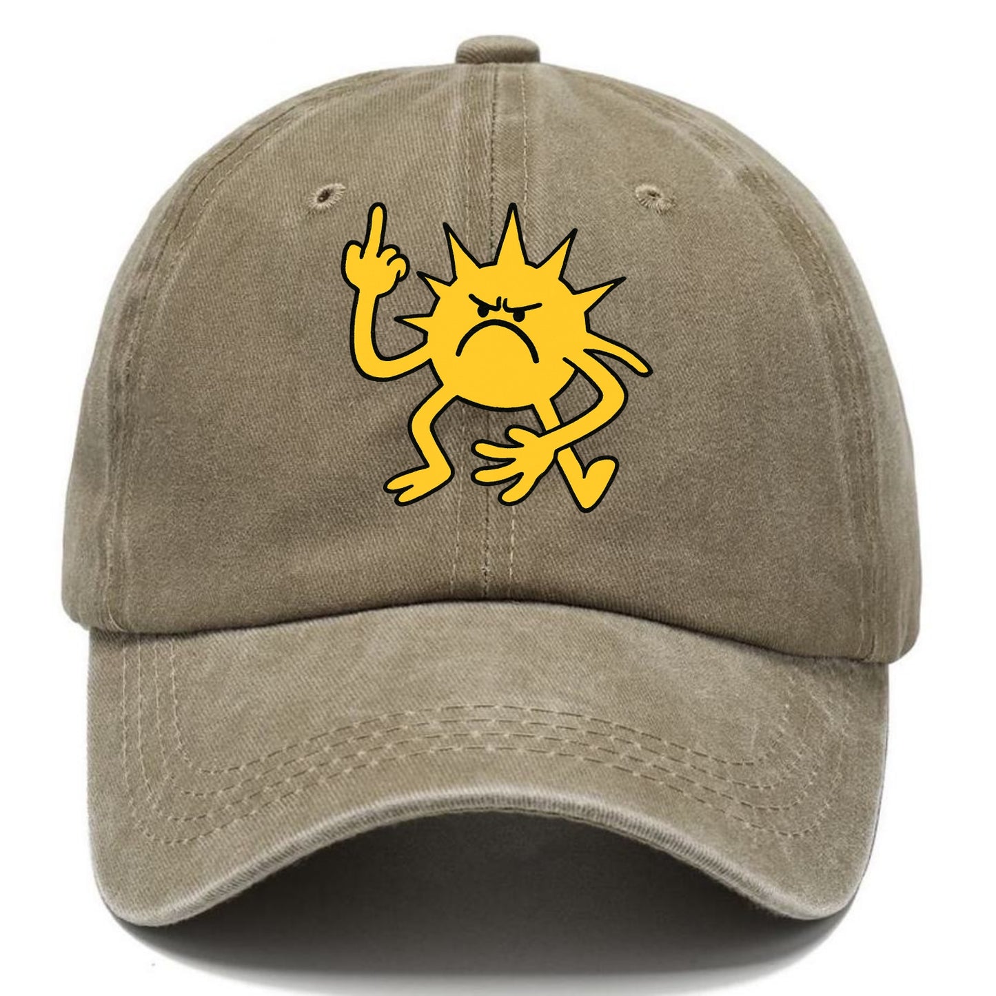 MORNINGS ARE PUNISHMENT | Grumpy sun with middle finger - Classic Cap - Warm Sand(Khaki)