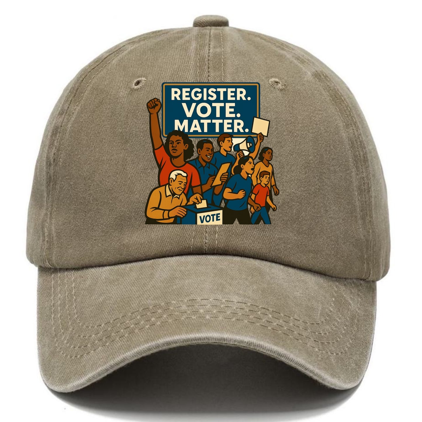Voter registration drive bringing community together - "Register. Vote. Matter." - - Classic Cap - Warm Sand(Khaki)
