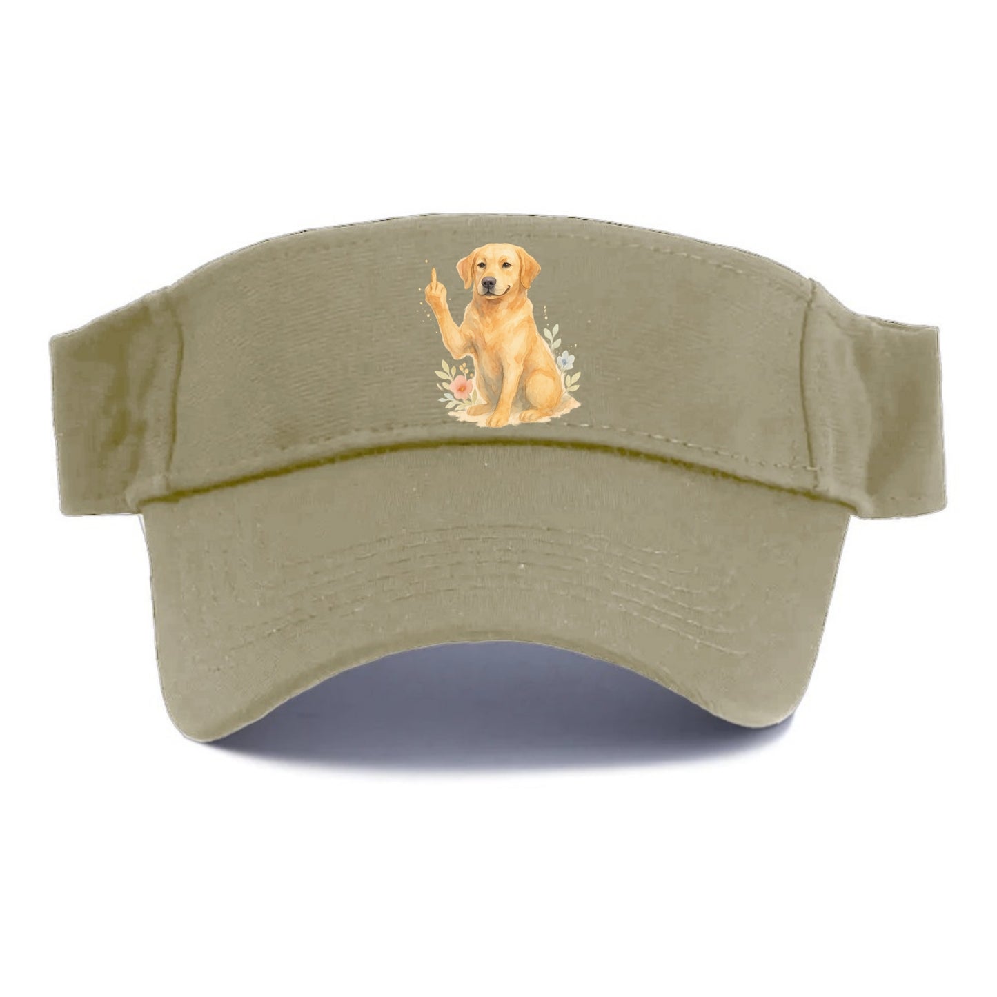 Labrador Retriever yellow sitting pretty, friendly face, strong paw up with sass - Visor - Warm Sand(Khaki)