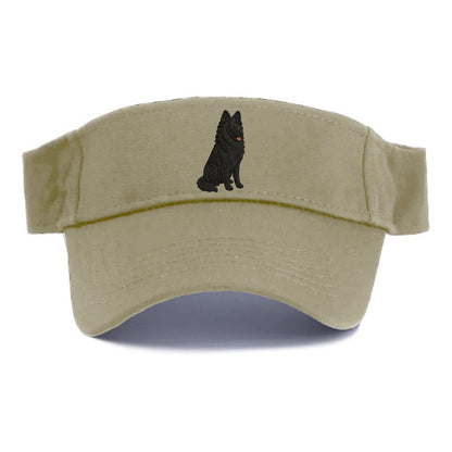 Belgian Sheepdog - Black long-haired embroidered pose - Visor - Warm Sand(Khaki)