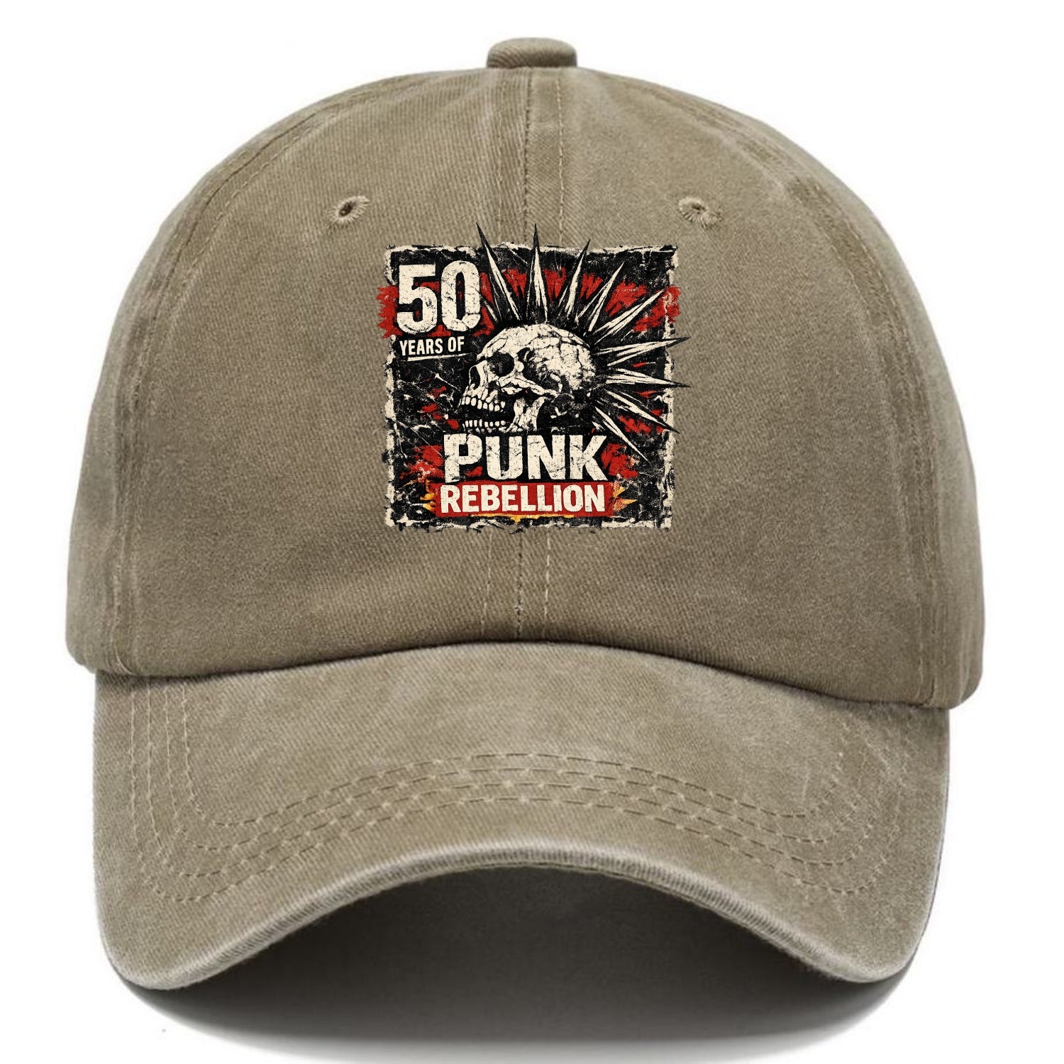 MOHAWK RISING | Spiked hair silhouette | Liberty spikes | Punk identity | Tribal - Classic Cap - Warm Sand(Khaki)