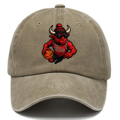 Chicago Bull wearing Bulls red and black beanie with horns design and wayfarer - Classic Cap - Warm Sand(Khaki)
