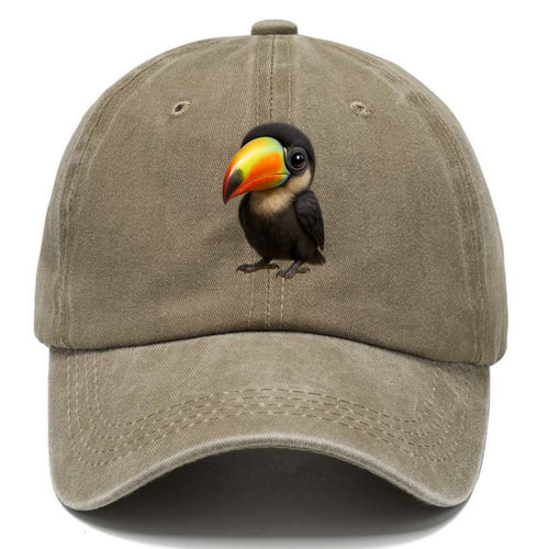 Baby Toucan - oversized colorful beak, black feathers, bright eyes, front-facing, - Classic Cap