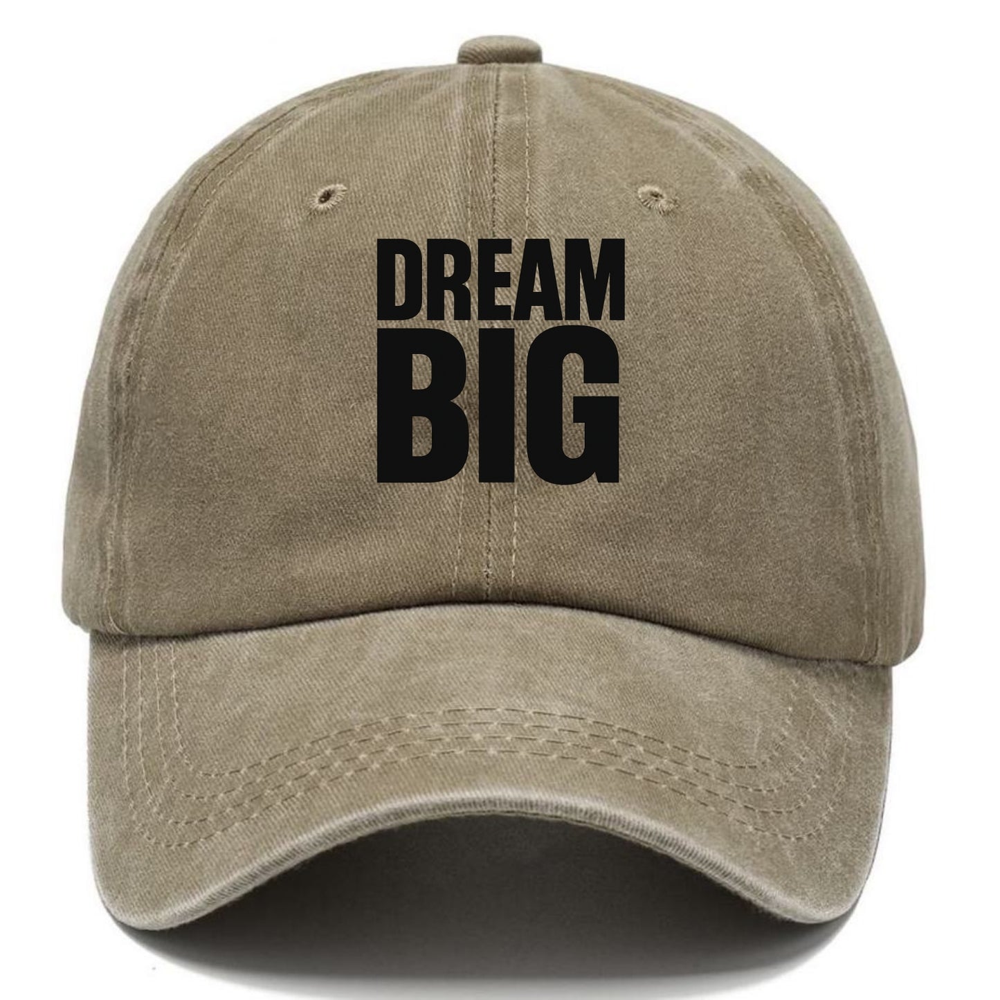 Bold typography design - "DREAM BIG" - ambitious goals, no limits - Classic Cap - Warm Sand(Khaki)