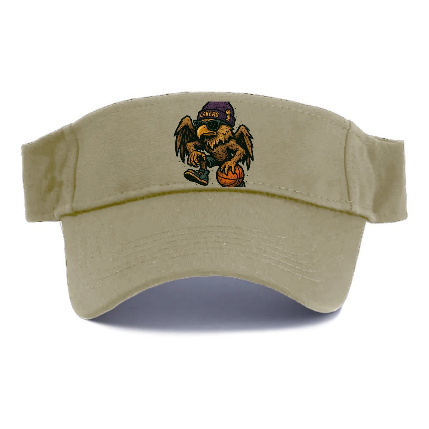 Los Angeles Golden Eagle wearing Lakers beanie with trophy patch and wayfarer sunglasses - Visor - Warm Sand(Khaki)