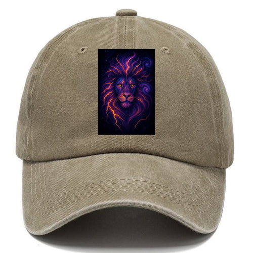 Regal lion with mane made of electric currents, neon yellow and hot pink energy - Classic Cap