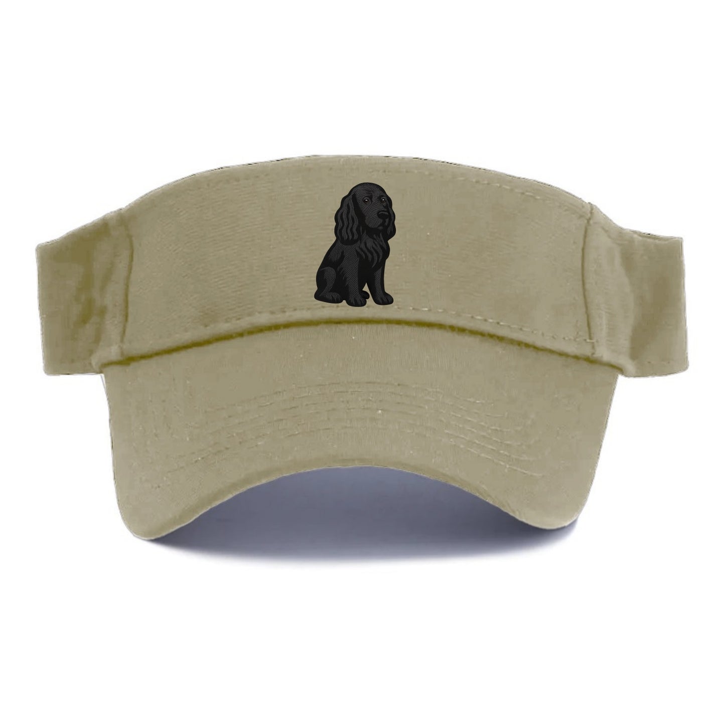 Field Spaniel - Black silky coat embroidered pose - Visor - Warm Sand(Khaki)