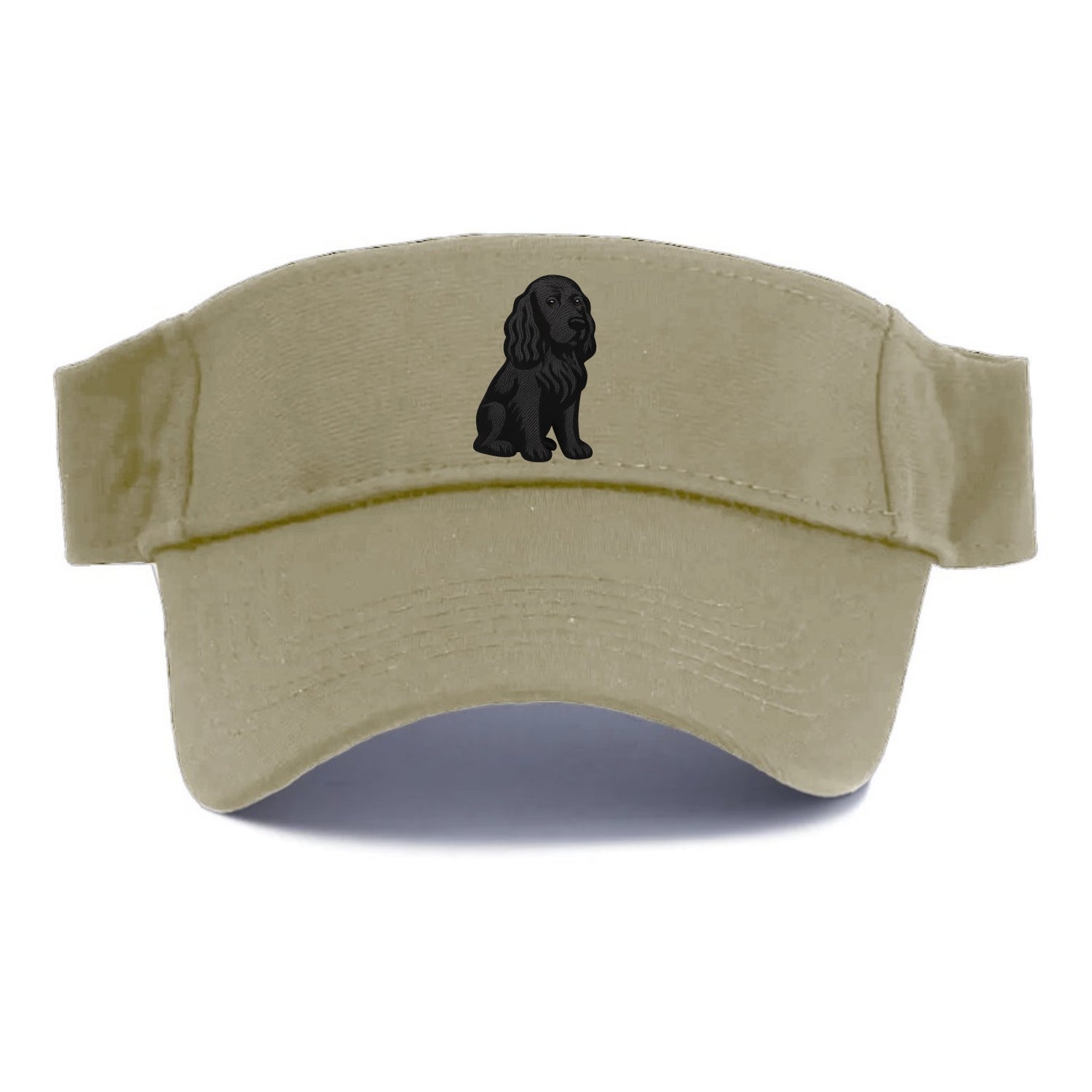 Field Spaniel - Black silky coat embroidered pose - Visor - Warm Sand(Khaki)