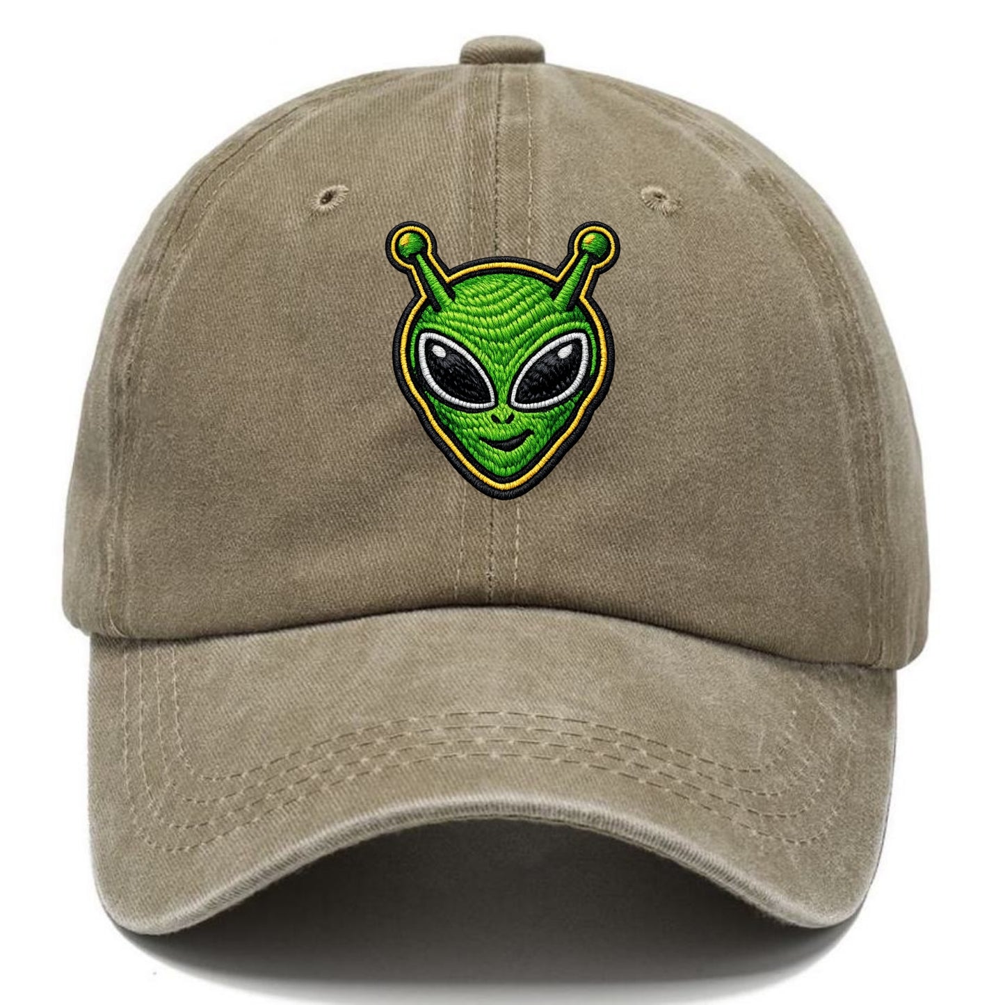 ALIEN MARTIAN - green alien with antenna in green , little green man - Classic Cap - Warm Sand(Khaki)
