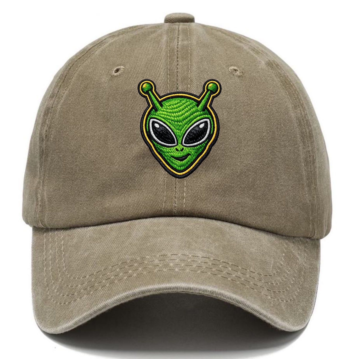 ALIEN MARTIAN - green alien with antenna in green , little green man - Classic Cap - Warm Sand(Khaki)