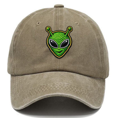 ALIEN MARTIAN - green alien with antenna in green , little green man - Classic Cap - Warm Sand(Khaki)