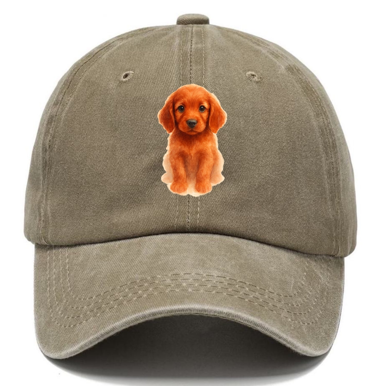 Baby Irish Setter Puppy - mahogany red coat, feathered ears, friendly eyes, - Classic Cap - Warm Sand(Khaki)