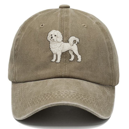 Löwchen - Little Lion Dog white embroidered pose - Classic Cap - Warm Sand(Khaki)