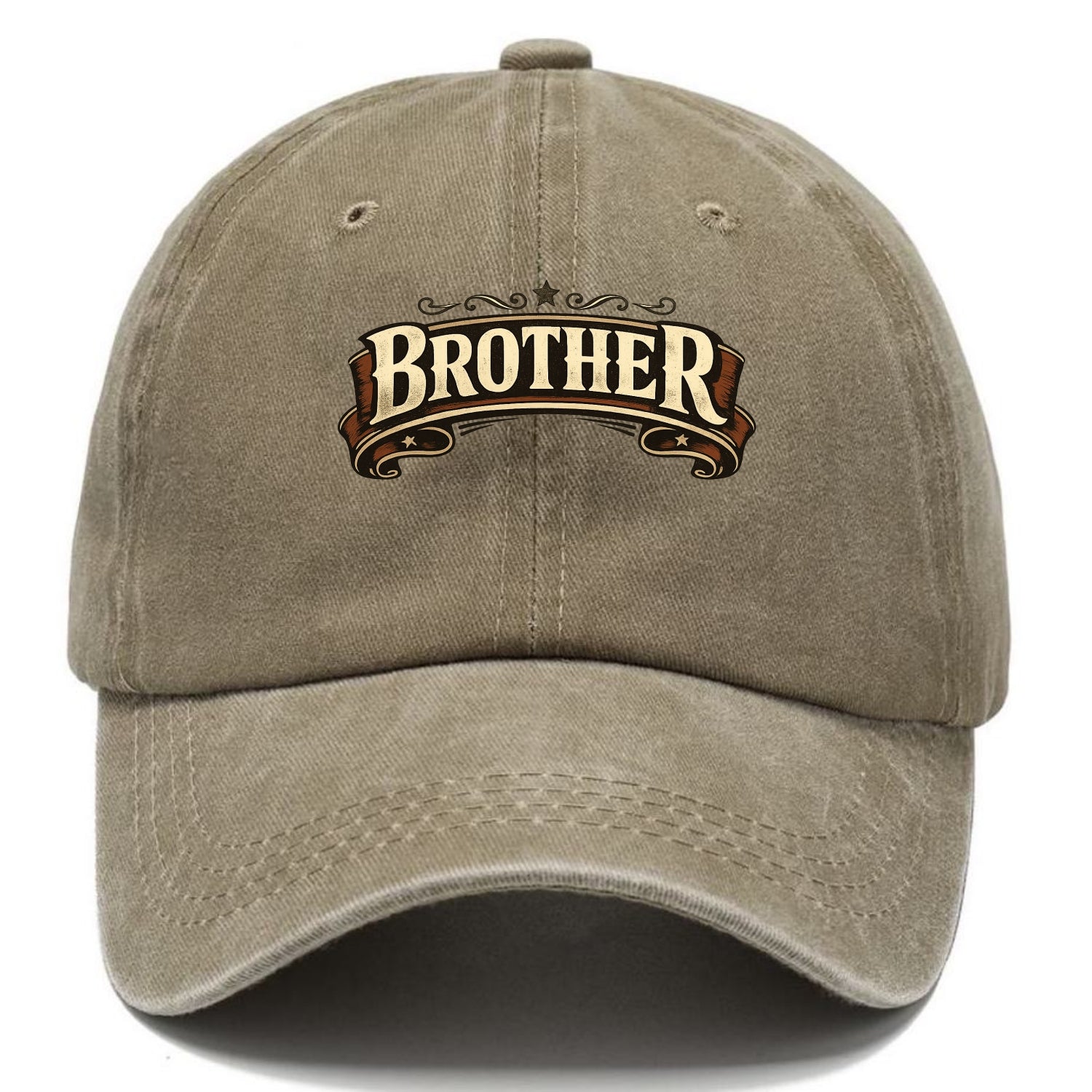 Bold typography design - "BROTHER" - male bond, brotherhood - Classic Cap - Warm Sand(Khaki)