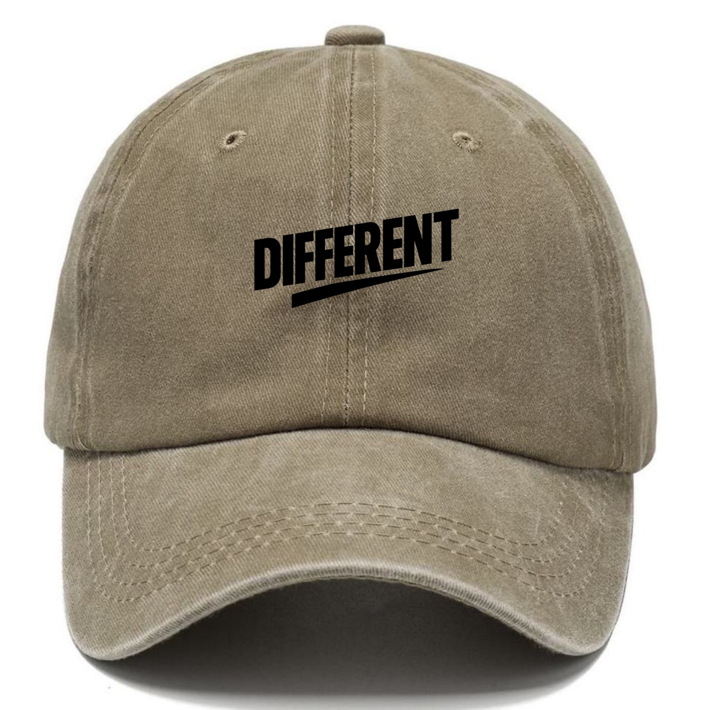 Bold typography design - "DIFFERENT" - standing out, not following crowd - Classic Cap - Warm Sand(Khaki)