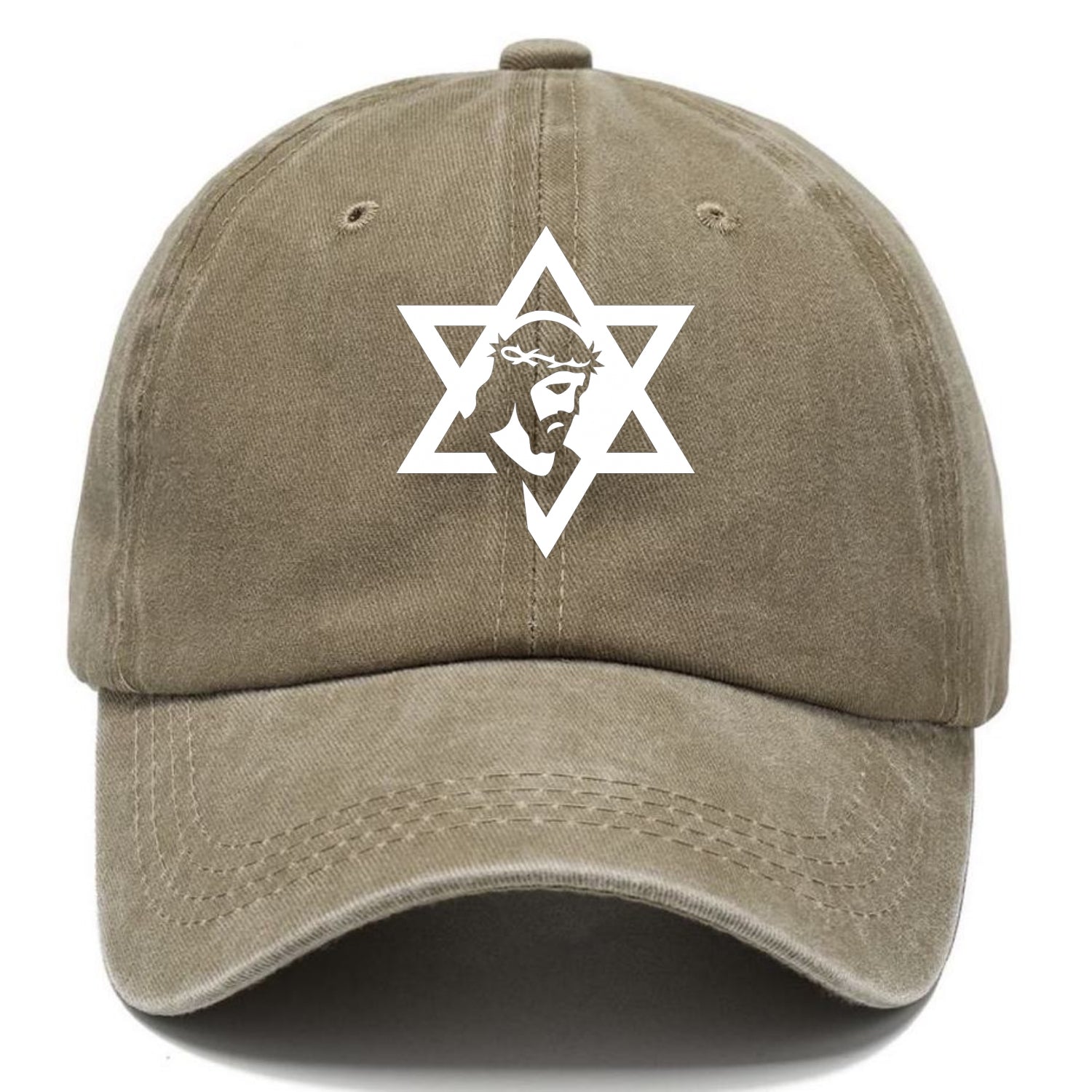 Star of David - negative space forms two overlapping triangles with hidden meaning - Classic Cap - Warm Sand(Khaki)