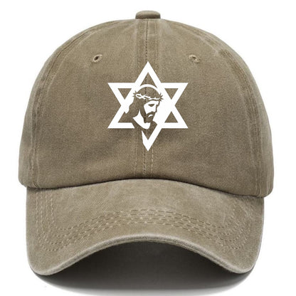 Star of David - negative space forms two overlapping triangles with hidden meaning - Classic Cap - Warm Sand(Khaki)