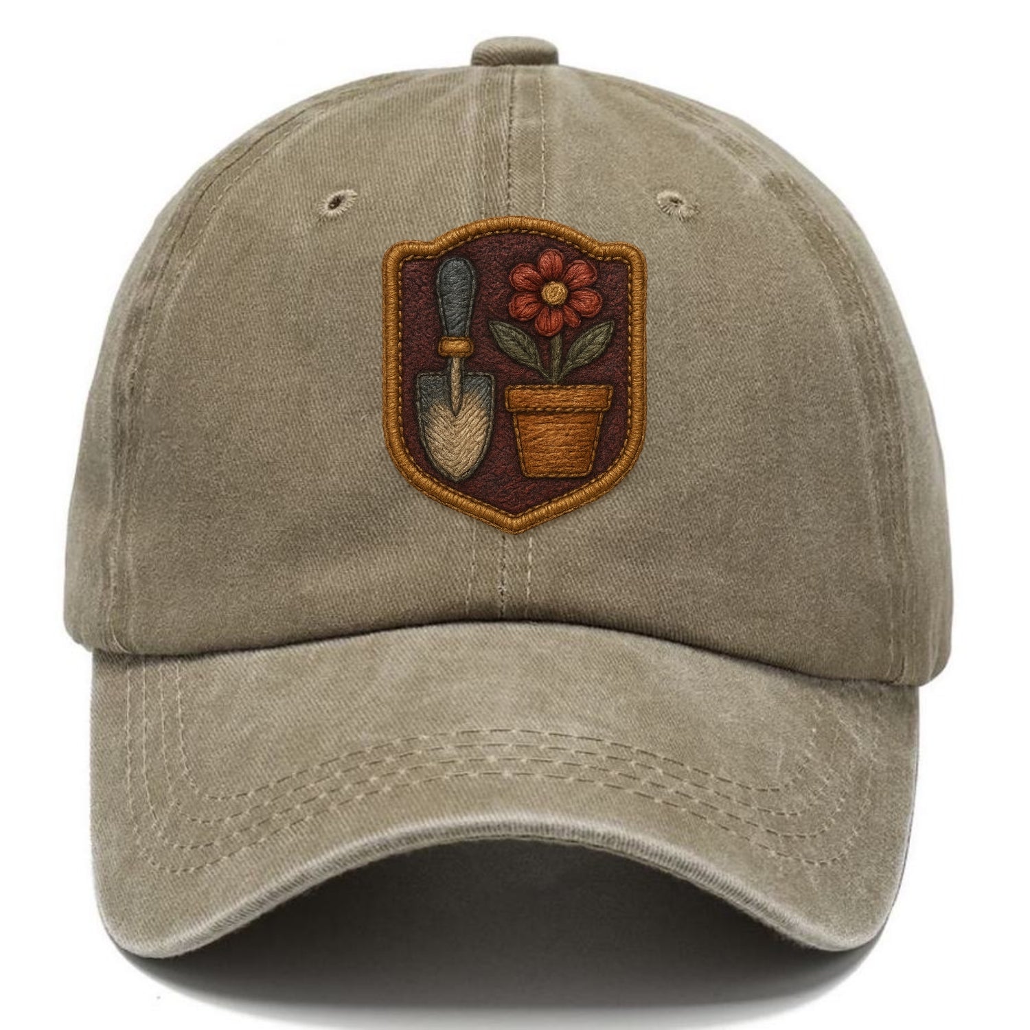 Garden trowel with flower pot - gardener badge - Classic Cap - Warm Sand(Khaki)