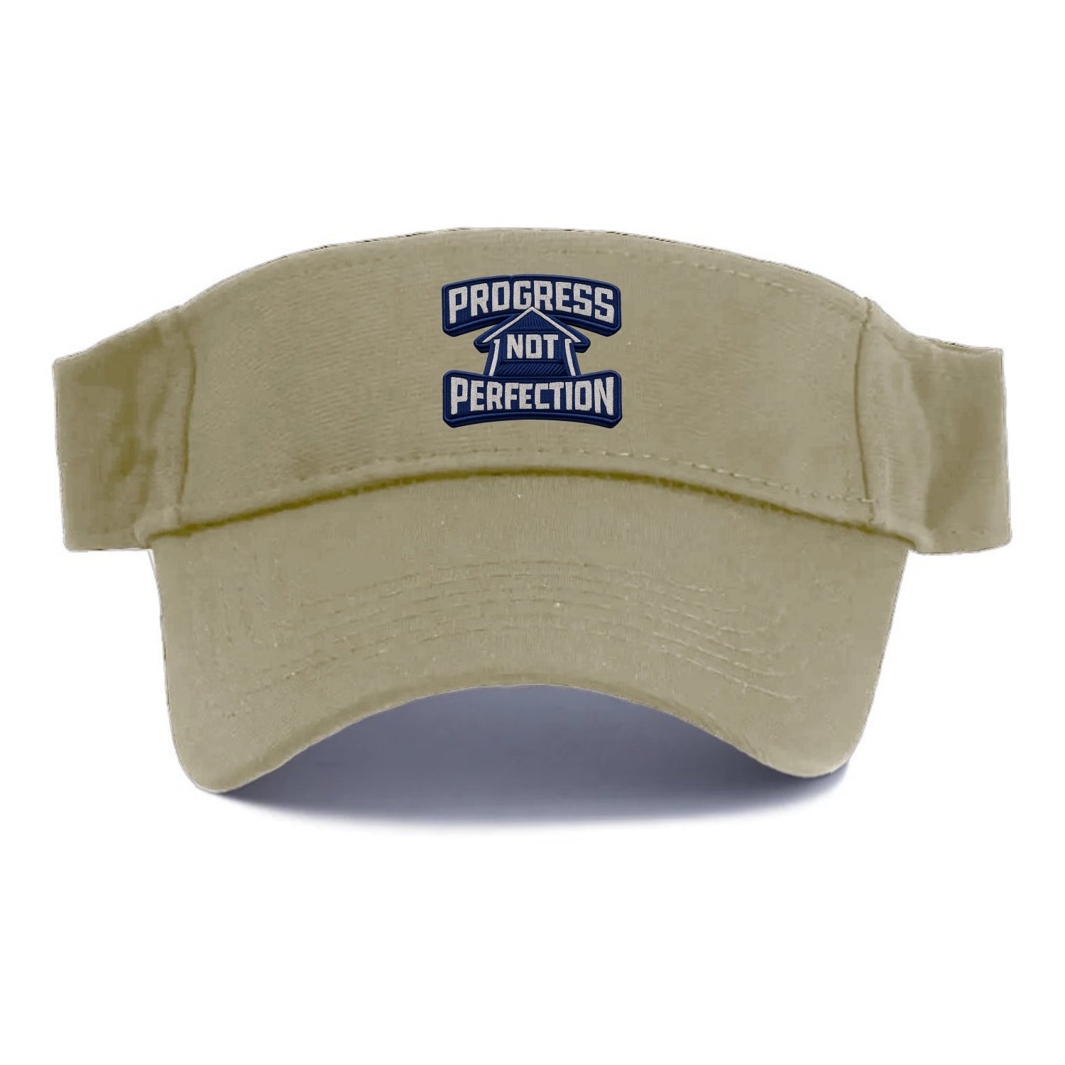 PROGRESS NOT PERFECTION - arrow with text in blue , growth mindset - Visor - Warm Sand(Khaki)