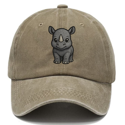 Baby Rhino - gray armor skin, tiny horn nub, round eyes, front-facing, tank baby - Classic Cap - Warm Sand(Khaki)