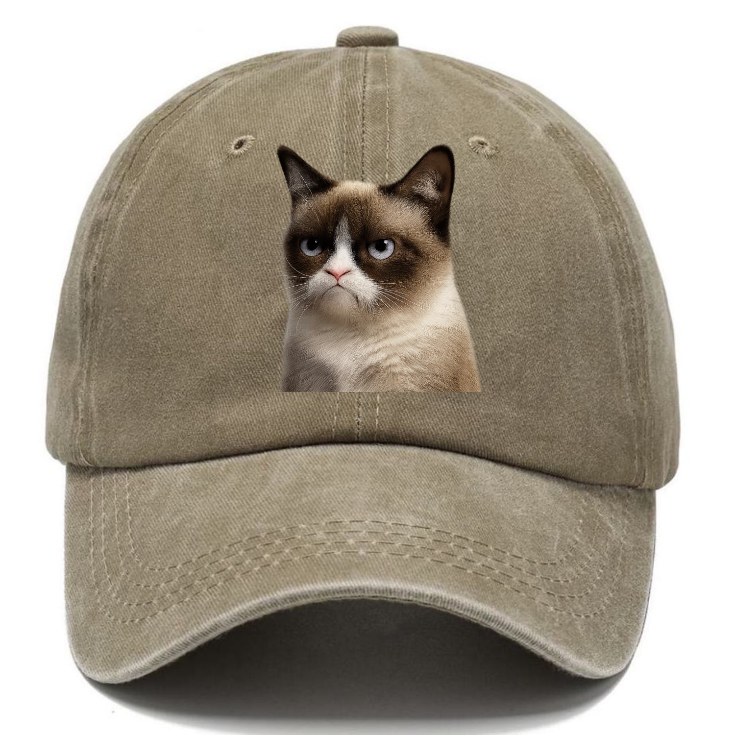 Grumpy Cat Expression  - Classic Cap - Warm Sand(Khaki)